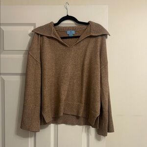 CeCe V-Neck Sweater in Warm Brown